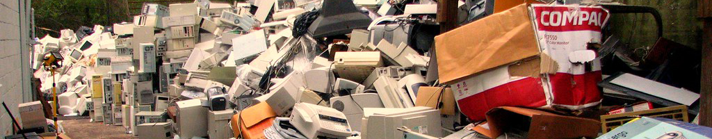 A large pile of electronic waste.